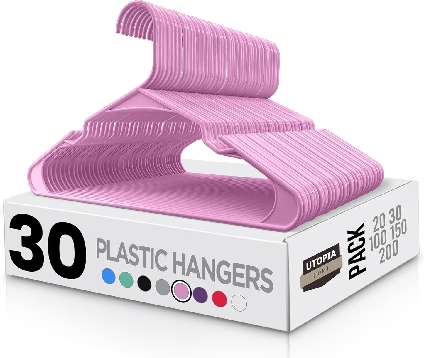 Utopia Home - Plastic Hangers 50 Pack - Space Saving Clothes Hanger - Durable and Strong Closet Organizers and Storage Makes It Ideal Apartment or Dorm Room Essentials for Girls or Guys (White)
