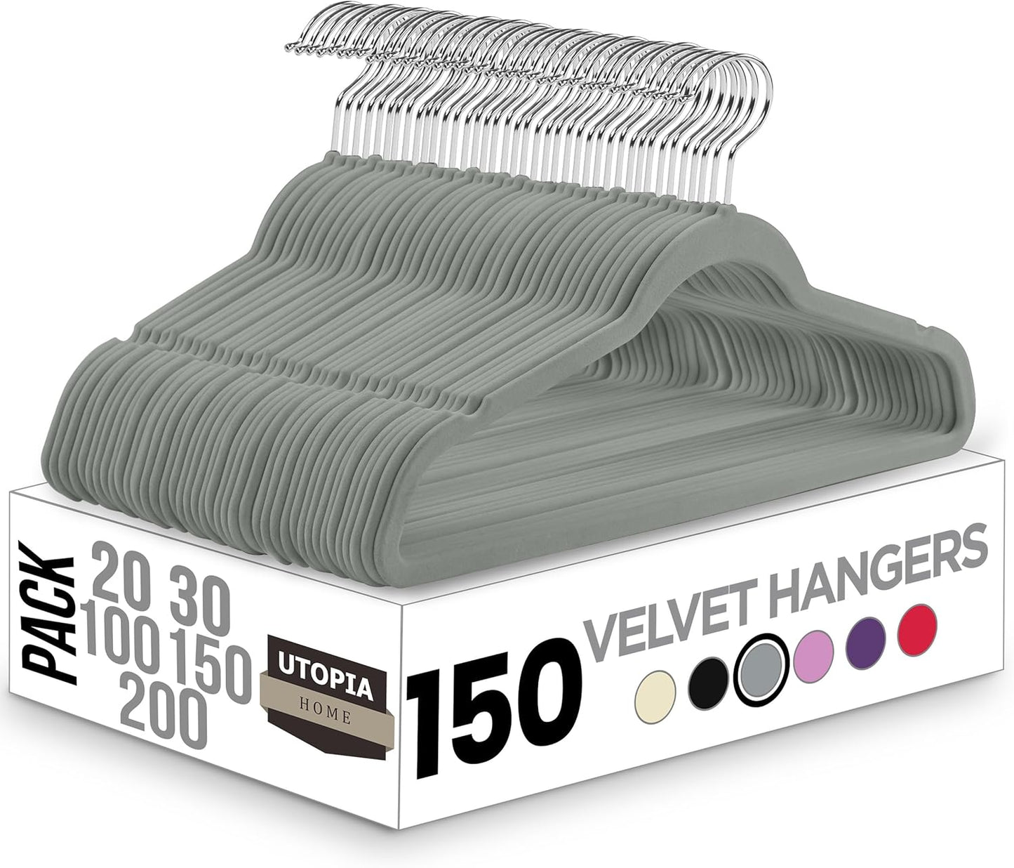 Utopia Home Velvet Hangers 50 Pack - Non-Slip Suit Hangers with 360 Degree Rotatable Hook - for Pants, Coats, Shirts & More (Black)
