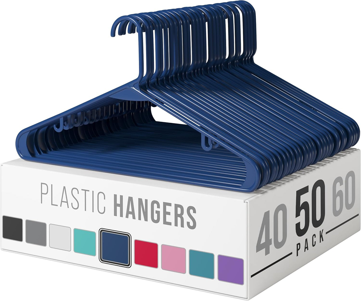 Plastic Hangers 50 Pack White - Clothes Hangers - Makes The Perfect Coat Hanger and General Space Saving Clothes Hangers for Closet - Percheros Ganchos para Colgar Ropa Hangars