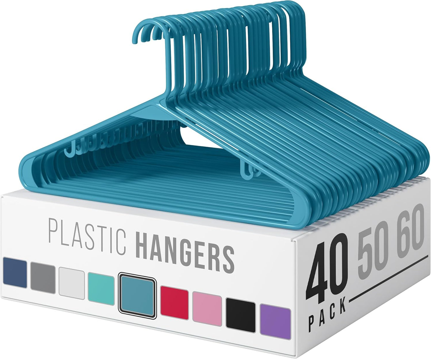 Plastic Hangers 50 Pack White - Clothes Hangers - Makes The Perfect Coat Hanger and General Space Saving Clothes Hangers for Closet - Percheros Ganchos para Colgar Ropa Hangars