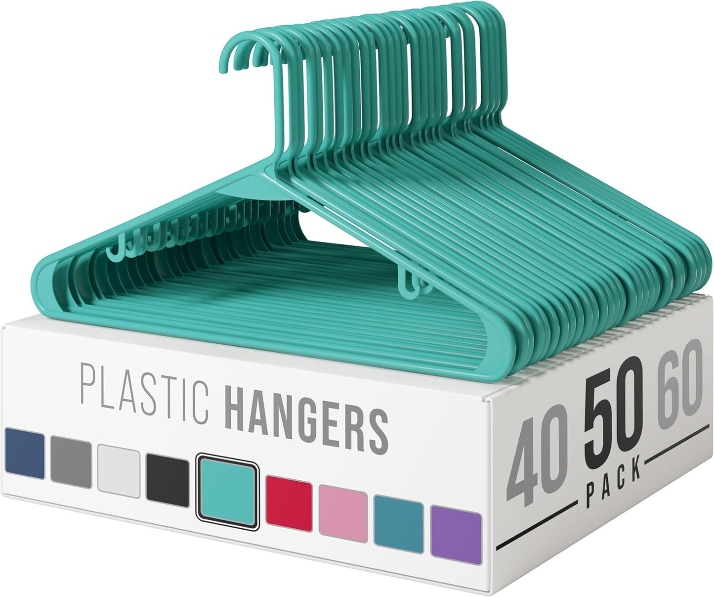 Plastic Hangers 50 Pack White - Clothes Hangers - Makes The Perfect Coat Hanger and General Space Saving Clothes Hangers for Closet - Percheros Ganchos para Colgar Ropa Hangars