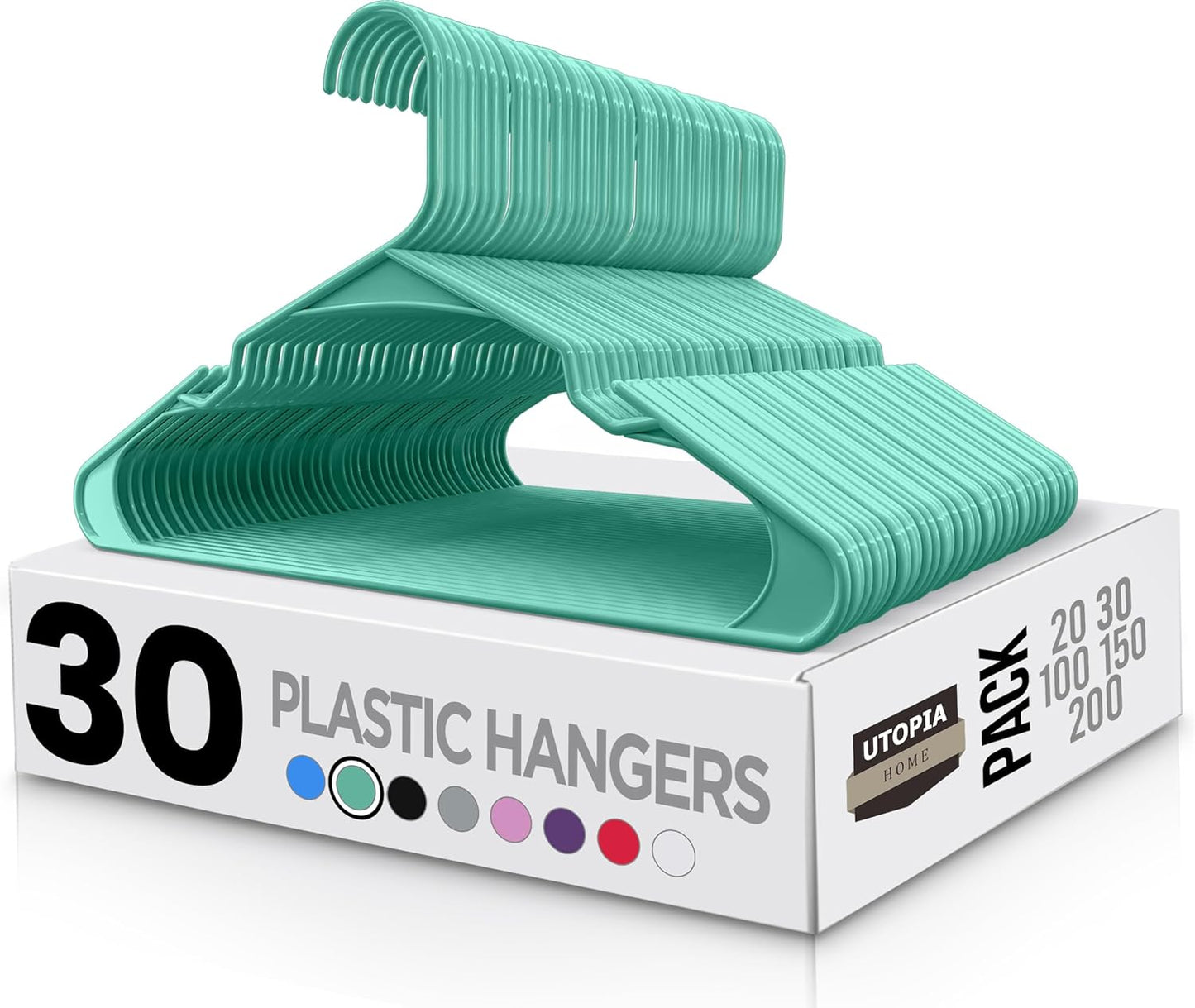 Utopia Home - Plastic Hangers 50 Pack - Space Saving Clothes Hanger - Durable and Strong Closet Organizers and Storage Makes It Ideal Apartment or Dorm Room Essentials for Girls or Guys (White)
