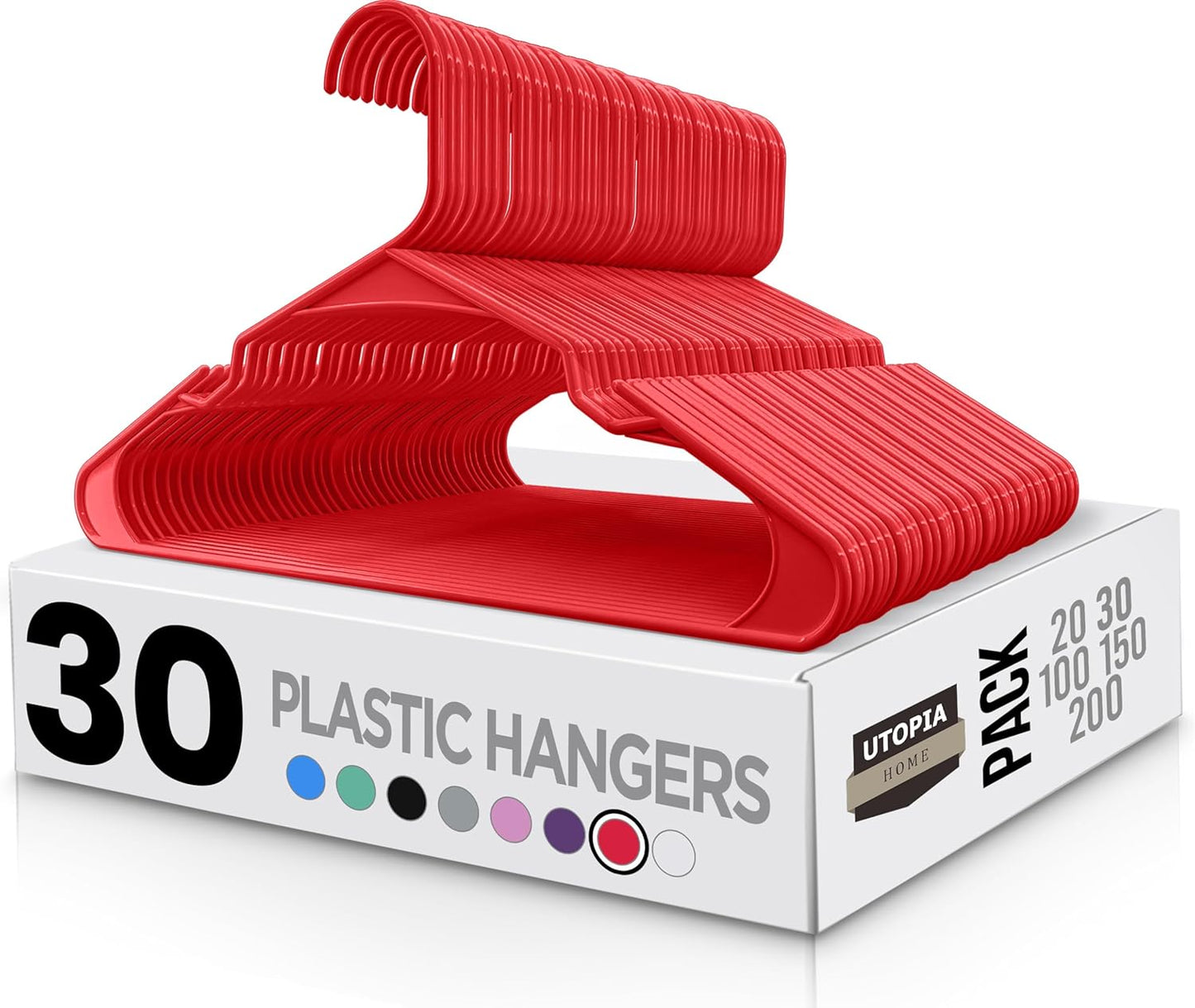 Utopia Home - Plastic Hangers 50 Pack - Space Saving Clothes Hanger - Durable and Strong Closet Organizers and Storage Makes It Ideal Apartment or Dorm Room Essentials for Girls or Guys (White)