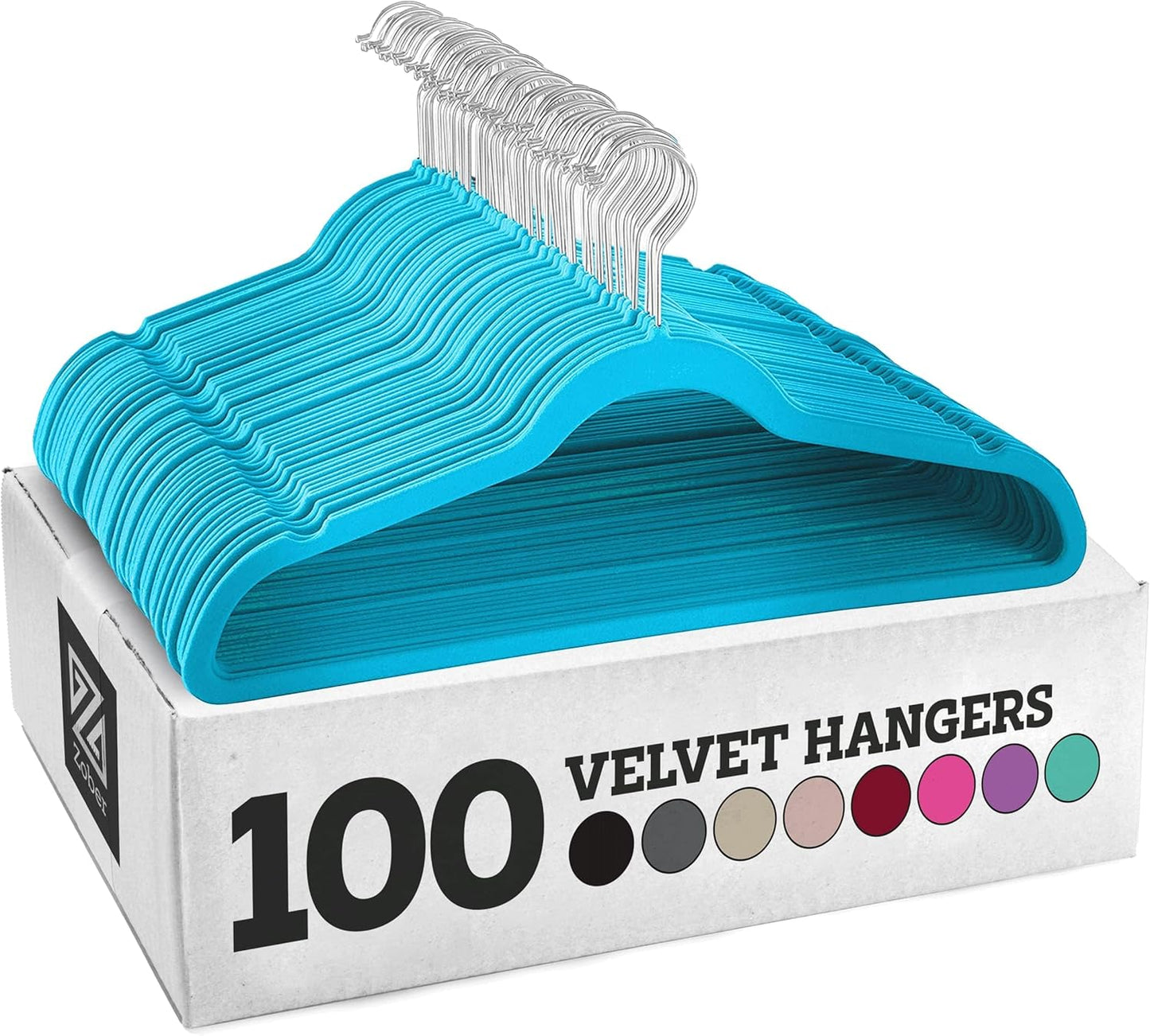 Zober Velvet Hangers 50 Pack - Ivory for Coats, Pants & Dress Clothes - Non Slip w/ 360 Degree Swivel, Holds up to 10 lbs - Strong Felt Hangers for Clothing