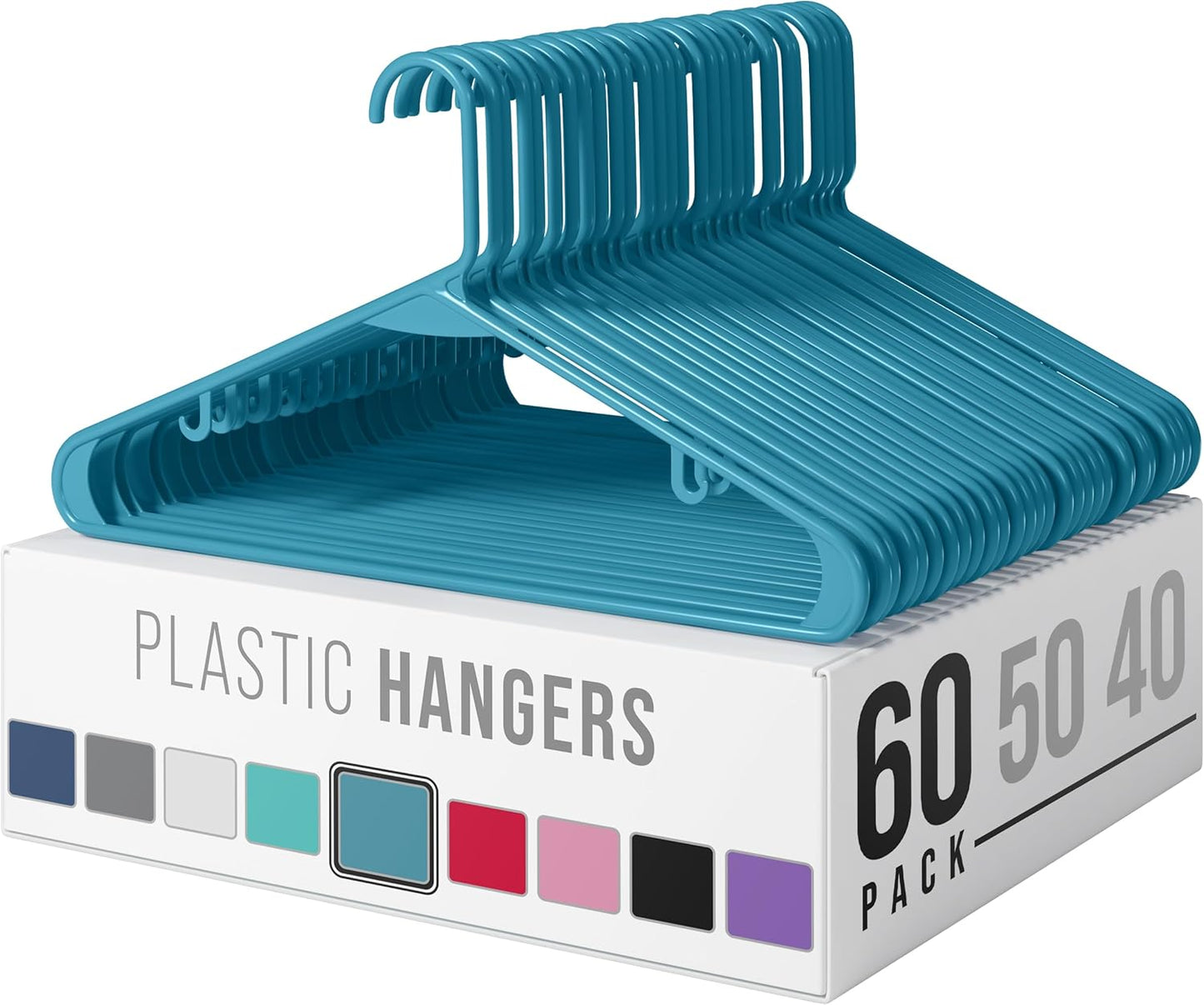 Plastic Hangers 50 Pack White - Clothes Hangers - Makes The Perfect Coat Hanger and General Space Saving Clothes Hangers for Closet - Percheros Ganchos para Colgar Ropa Hangars