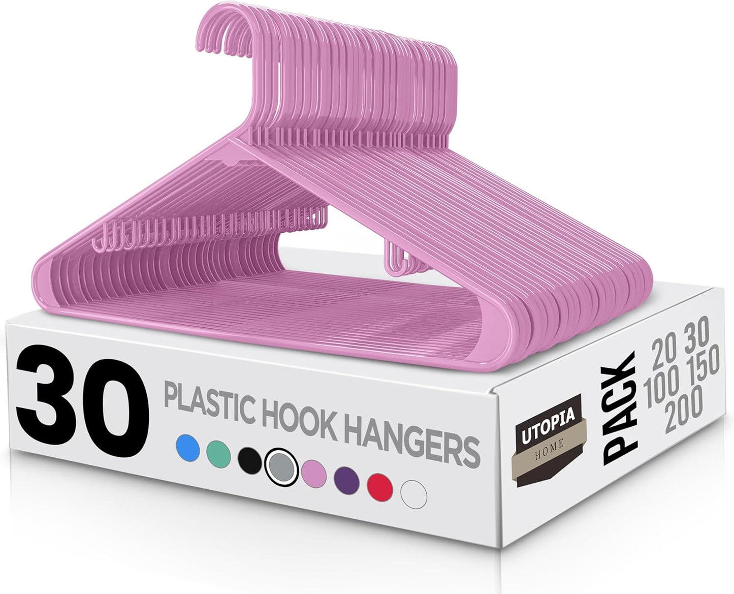 Utopia Home Plastic Hangers 50 Pack - Clothes Hanger with Hooks - Durable & Space Saving (White)