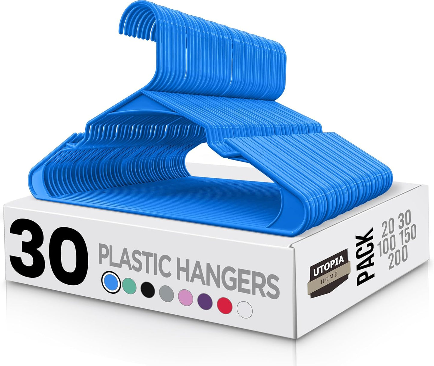 Utopia Home - Plastic Hangers 50 Pack - Space Saving Clothes Hanger - Durable and Strong Closet Organizers and Storage Makes It Ideal Apartment or Dorm Room Essentials for Girls or Guys (White)