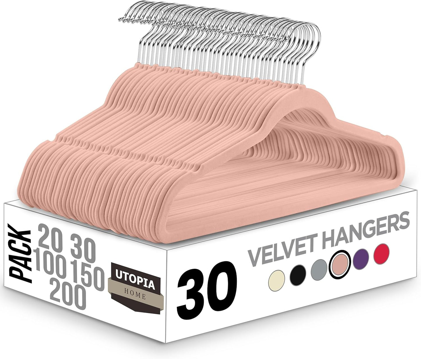 Utopia Home Velvet Hangers 50 Pack - Non-Slip Suit Hangers with 360 Degree Rotatable Hook - for Pants, Coats, Shirts & More (Black)