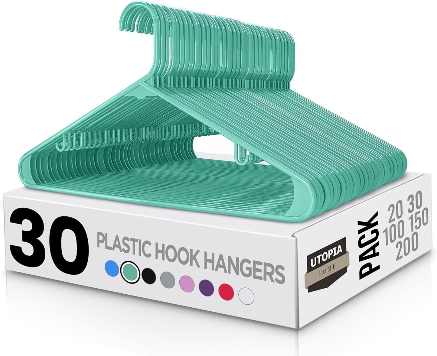 Utopia Home Plastic Hangers 50 Pack - Clothes Hanger with Hooks - Durable & Space Saving (White)
