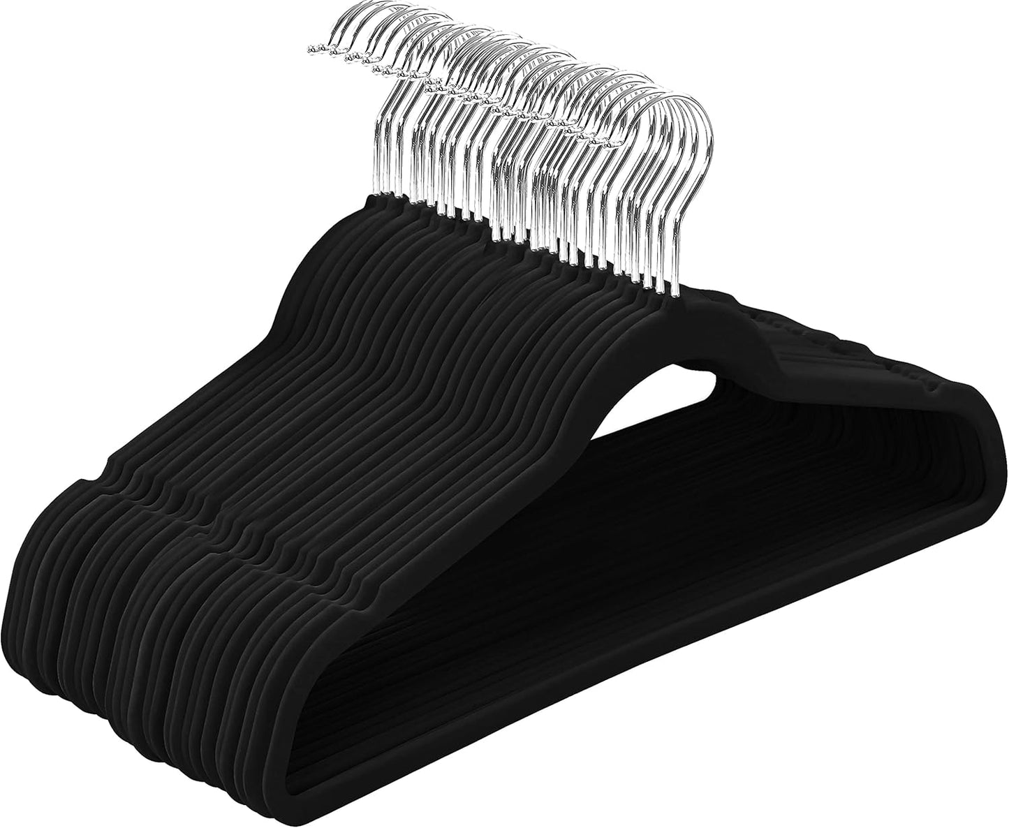 Utopia Home Velvet Hangers 50 Pack - Non-Slip Suit Hangers with 360 Degree Rotatable Hook - for Pants, Coats, Shirts & More (Black)