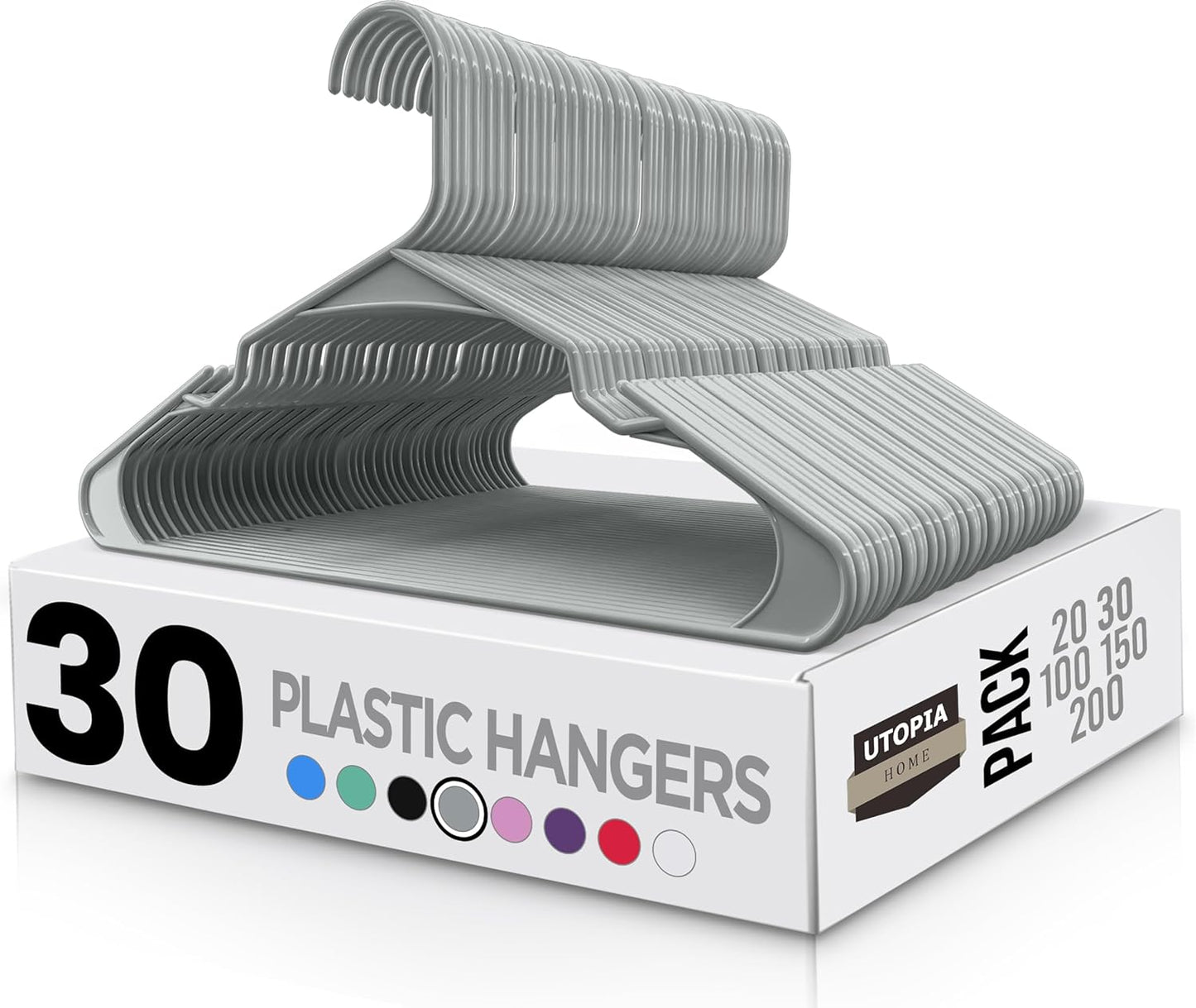Utopia Home - Plastic Hangers 50 Pack - Space Saving Clothes Hanger - Durable and Strong Closet Organizers and Storage Makes It Ideal Apartment or Dorm Room Essentials for Girls or Guys (White)