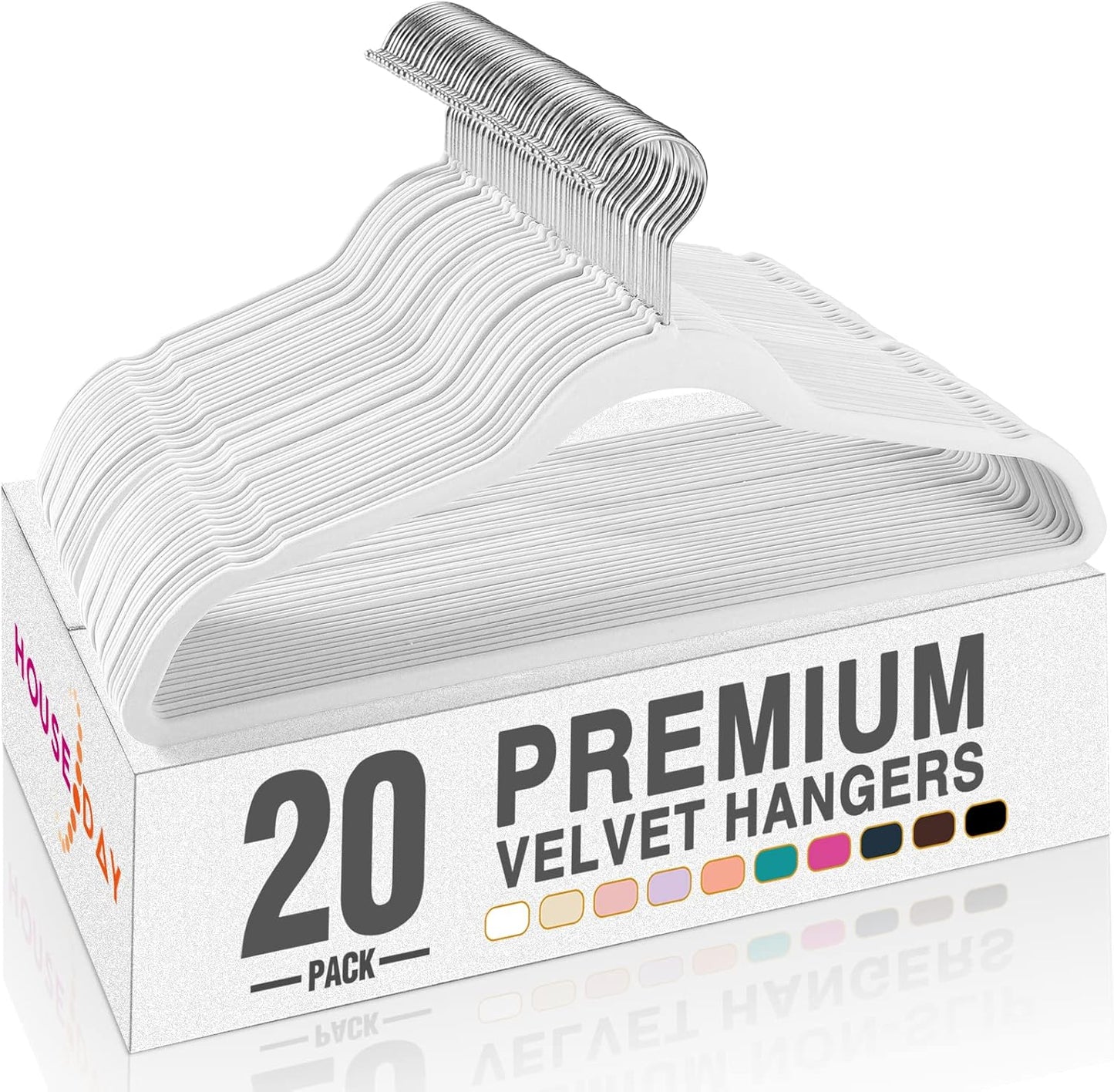 HOUSE DAY Black Velvet Hangers 60 Pack, Non Slip Clothes Felt Hanger Heavy Duty for Coat, Premium Slim Space Saving Suit Hangers for Closet Organizer, 360° Rotating Silver Hook