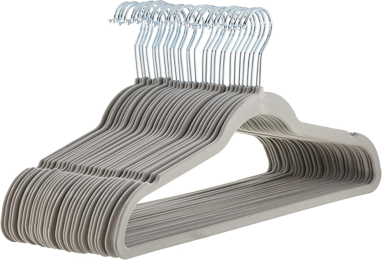 Amazon Basics Slim, Velvet, Non-Slip, Space-Saving Suit Clothes Hangers, Pack of 100, Ivory/Beige