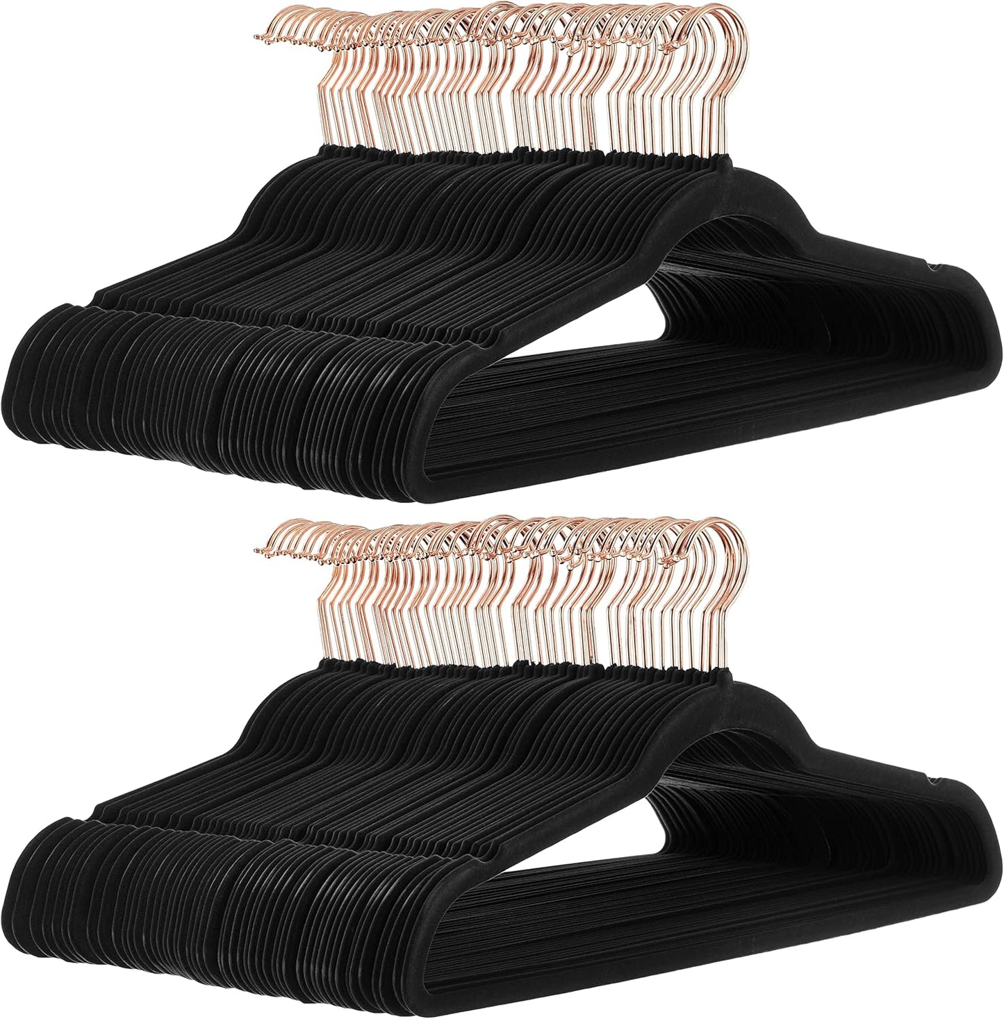 Amazon Basics Slim, Velvet, Non-Slip, Space-Saving Suit Clothes Hangers, Pack of 100, Ivory/Beige